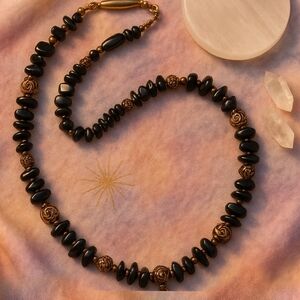 Elegant Black and Gold Beaded Necklace